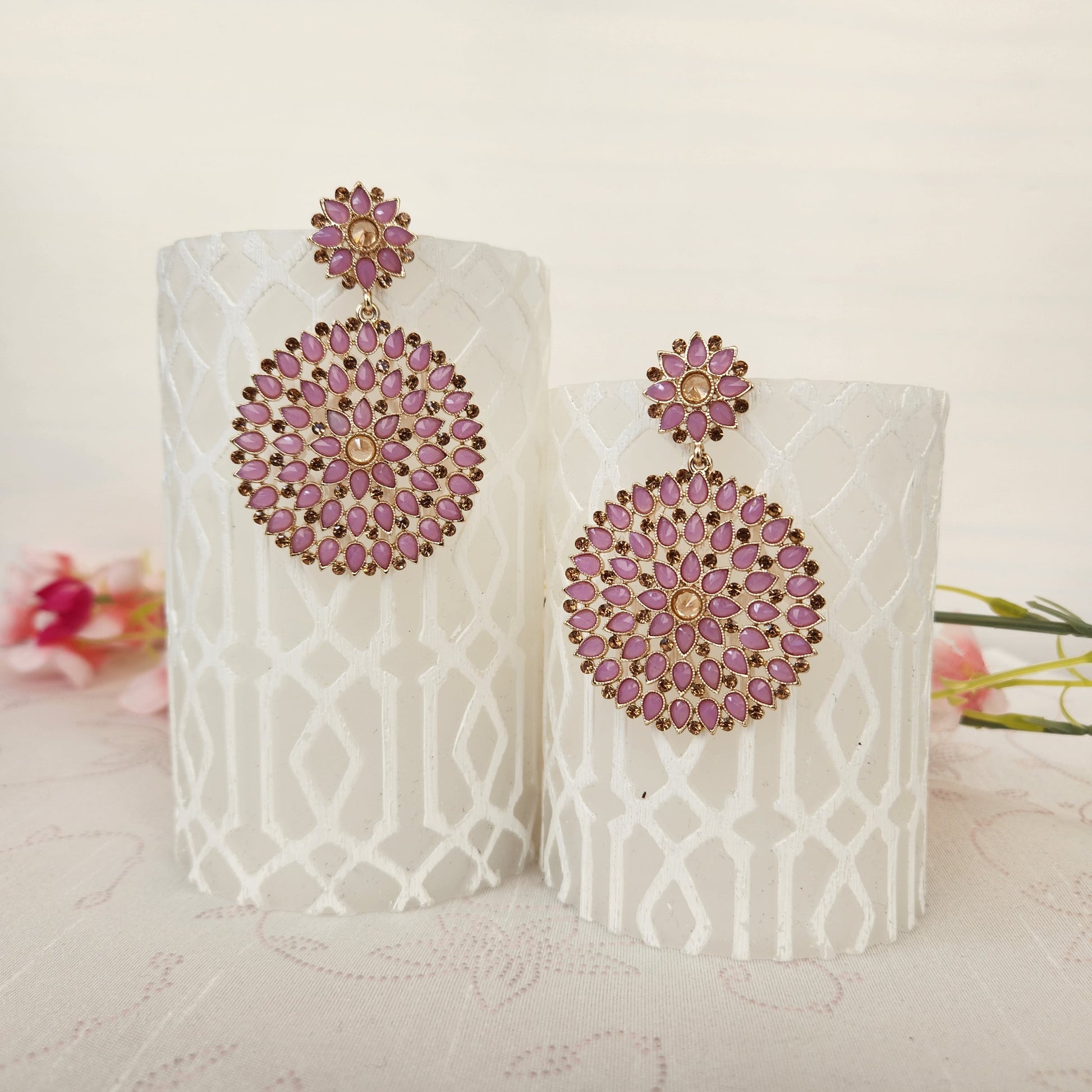 Round Chandelier Earring in Lilac