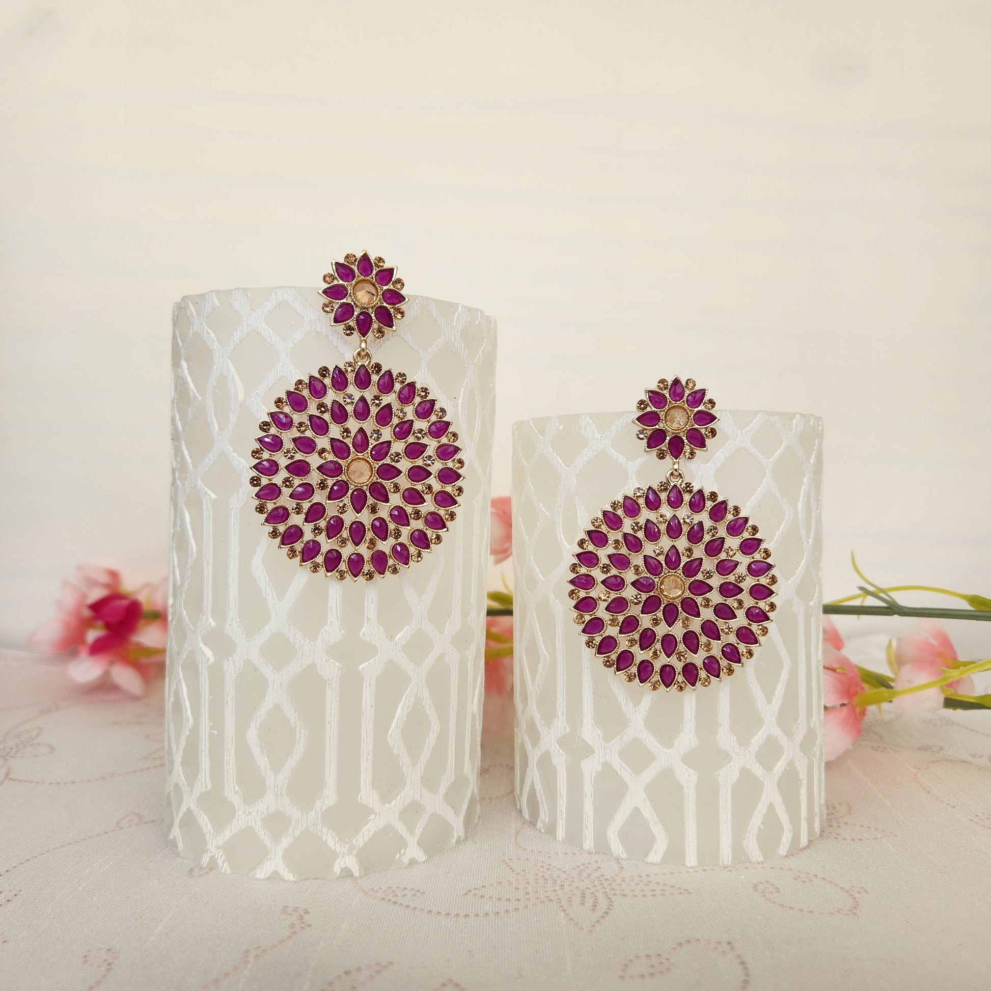 Round Chandelier Earring in Purple