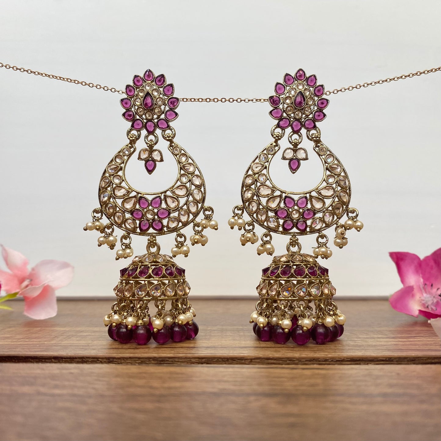 Chandbali Jhumka Earring in Purple