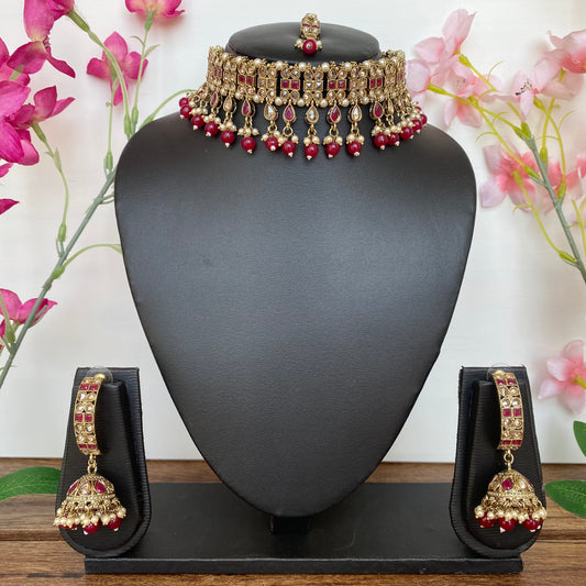 Polki sales choker necklace