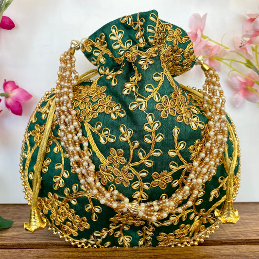 Matka Potli Bag in Deep Green